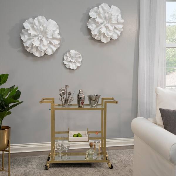 White, gold Wall Flower 10" 2.5"H 21347804